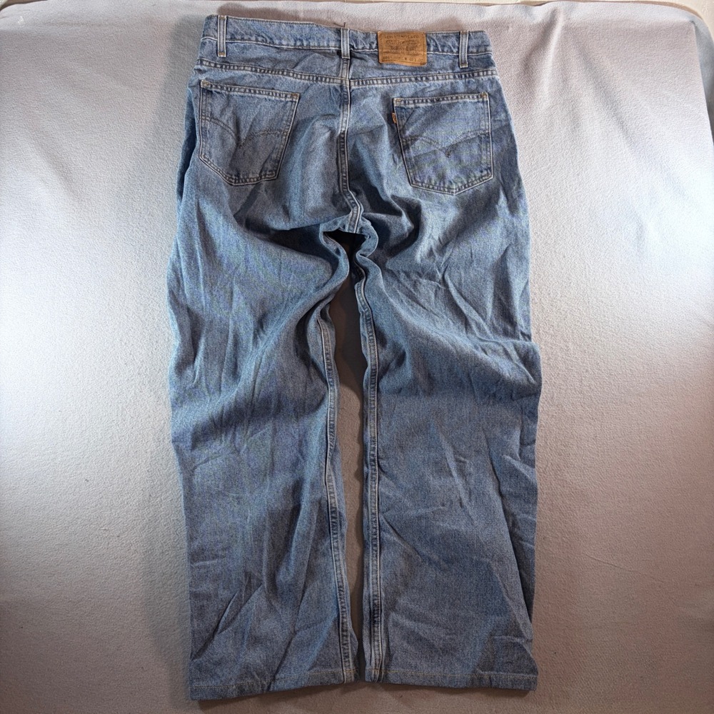 Vintage Levis 505 Orange Tab Jeans Mens 40x32 Light Wash Straight Leg Denim